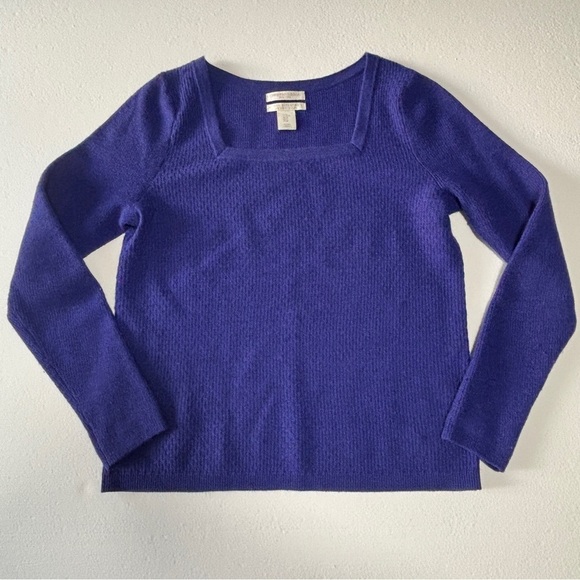 Christian Siriano 100% Extra Fine Merino Wool Purple Crew Neck Sweater - Picture 1 of 4